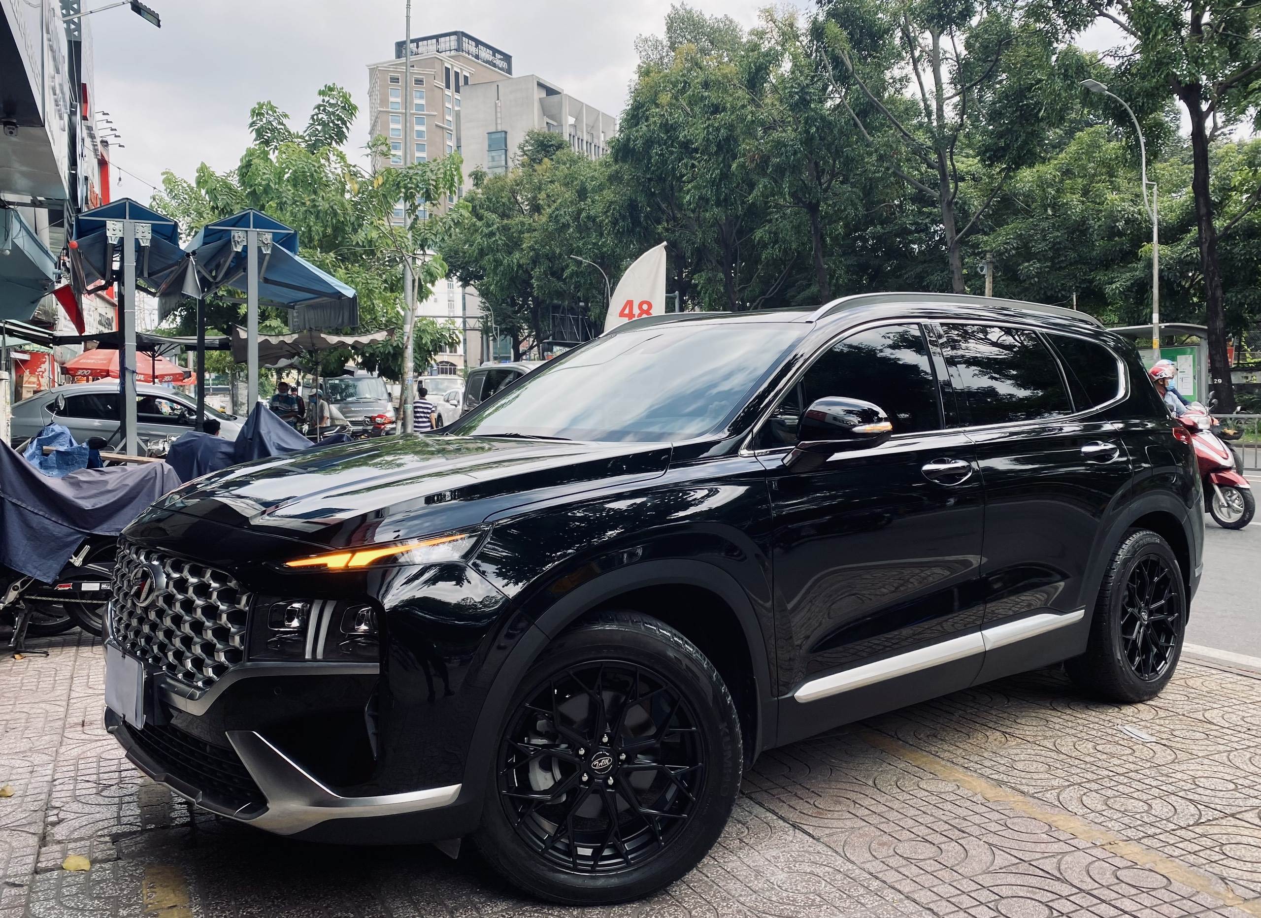 SANTAFE 2022 | Cool Ngầu phong cách ALL BLACK với dàn mâm TAM | R19 5x114.3 |0904545472