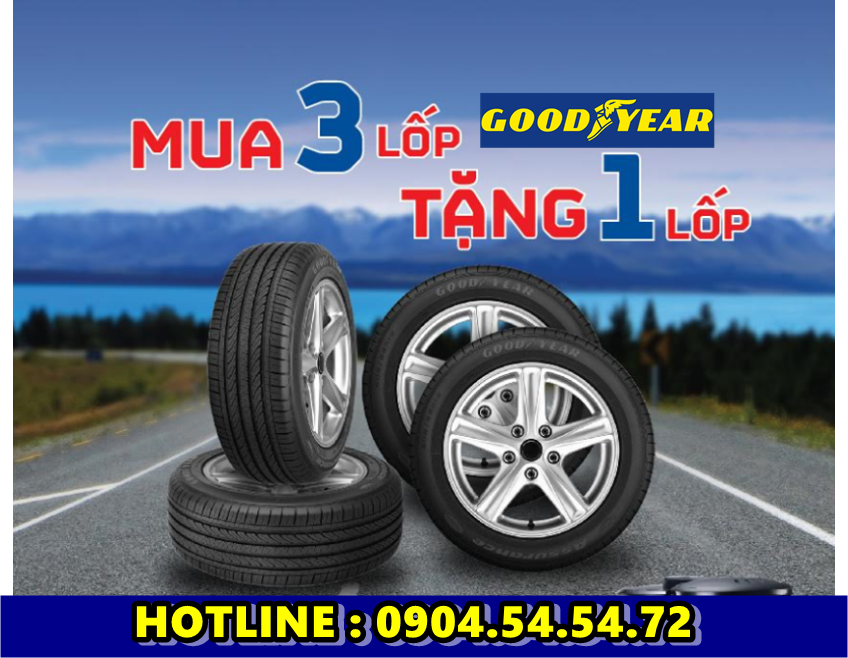 LỐP XE GOODYEAR MUA 3 TẶNG 1 Từ ngày 25/7 đến hết ngày 15/8