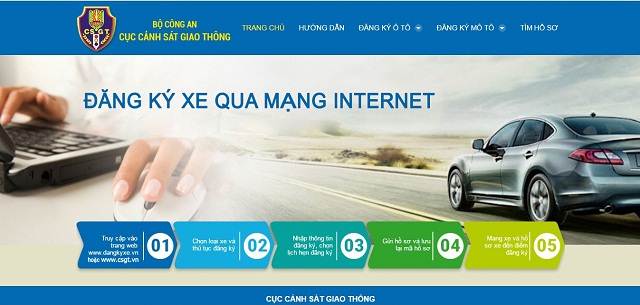 Hướng dẫn cửa đăng kí xe qua mạng internet