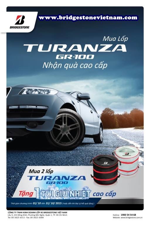 Mua Lốp BRIDGESTONE TURANZA GR-100 Nhận Quà Cao Cấp